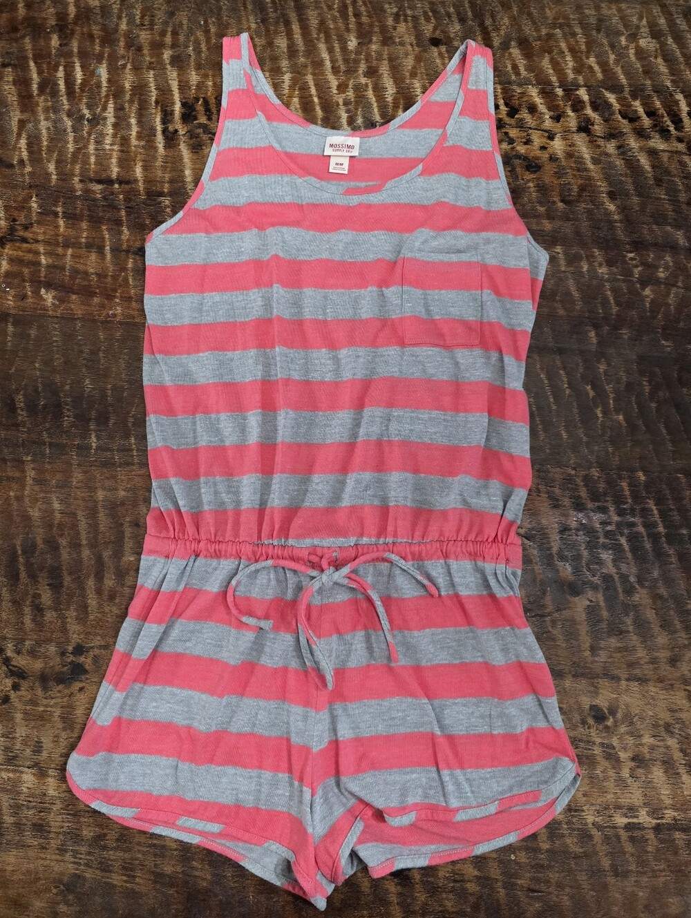 Mossimo Supply Co. Pink and Gray Striped Womens Romper